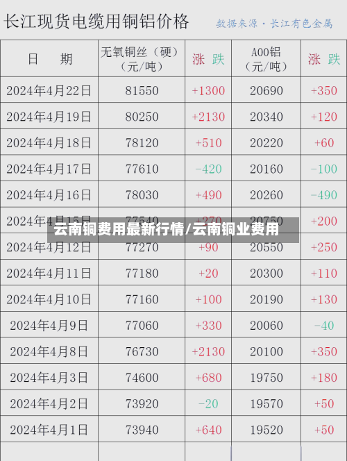 云南铜费用最新行情/云南铜业费用-第2张图片