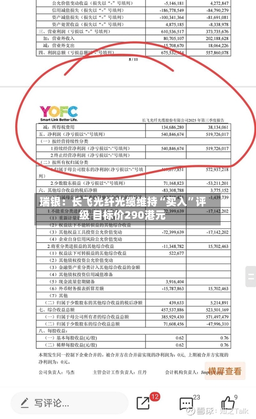 瑞银：长飞光纤光缆维持“买入”评级 目标价290港元-第2张图片