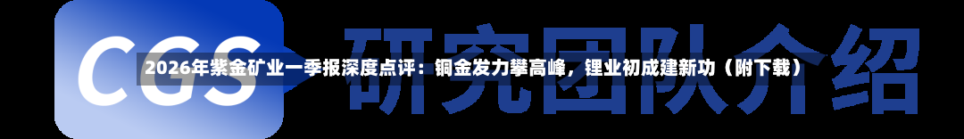 2026年紫金矿业一季报深度点评：铜金发力攀高峰	，锂业初成建新功（附下载）-第2张图片