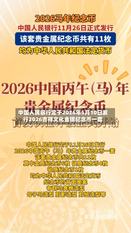 中国人民银行定于2026年5月10日发行2026吉祥文化金银纪念币一套