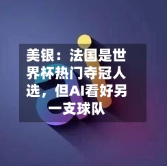 美银：法国是世界杯热门夺冠人选，但AI看好另一支球队-第2张图片