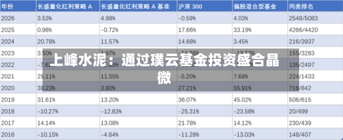 上峰水泥:通过璞云基金投资盛合晶微-第2张图片