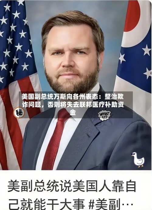 美国副总统万斯向各州表态：整治欺诈问题，否则将失去联邦医疗补助资金-第2张图片