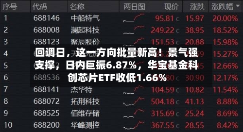 回调日	，这一方向批量新高！景气强支撑，日内巨振6.87%，华宝基金科创芯片ETF收低1.66%-第2张图片