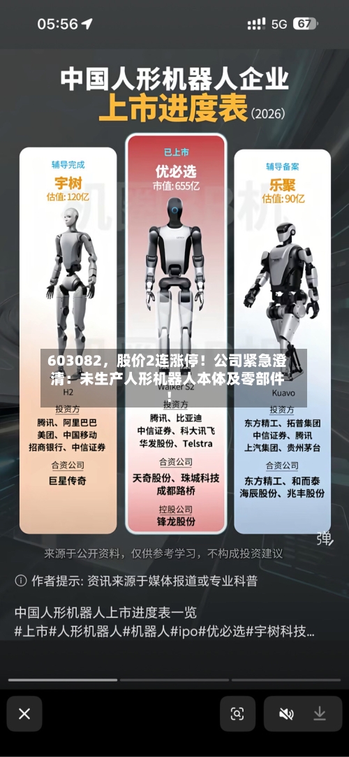 603082，股价2连涨停！公司紧急澄清：未生产人形机器人本体及零部件！-第2张图片