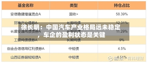 徐长明：中国汽车产业格局远未稳定	，车企的盈利状态是关键-第2张图片
