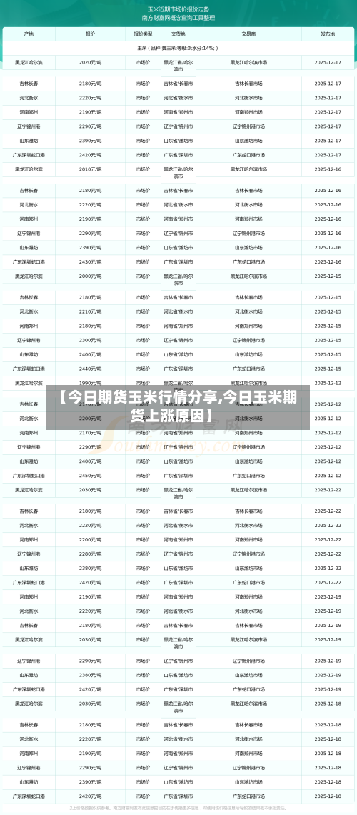 【今日期货玉米行情分享,今日玉米期货上涨原因】